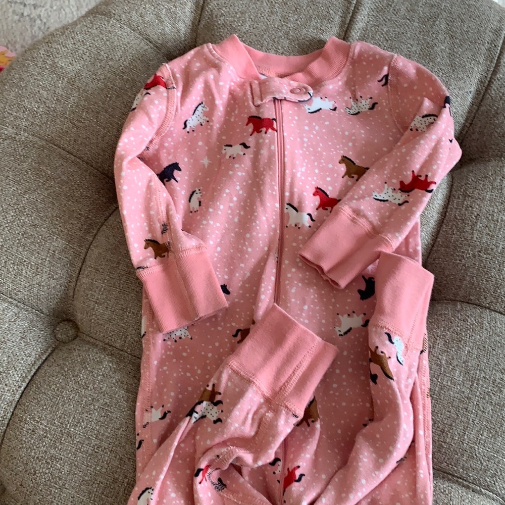 Hanna Andersson pink horse footless pajamas